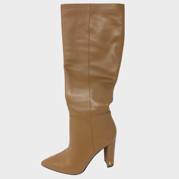 Sam Edelman Raakel Knee-High Boot 9.5 Block Heel Pointed Chocolate Leather NIB - Picture 1 of 4